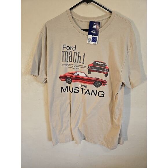Men's Ford Mach 1 Mustang 1969 T-shirt Size L Tee Luv Tan - Picture 1 of 8
